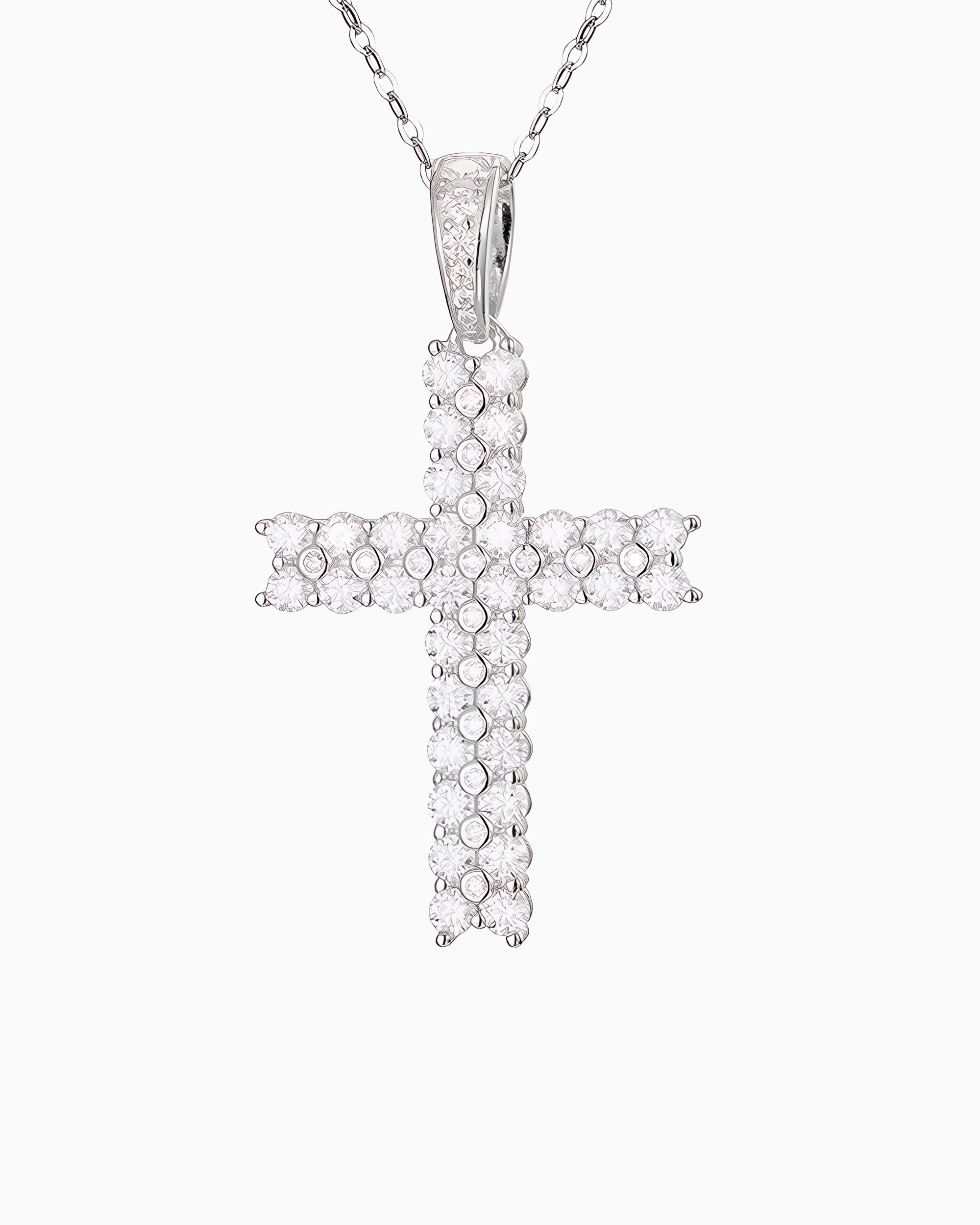 MOISSANITE PAVED CROSS PENDANT.