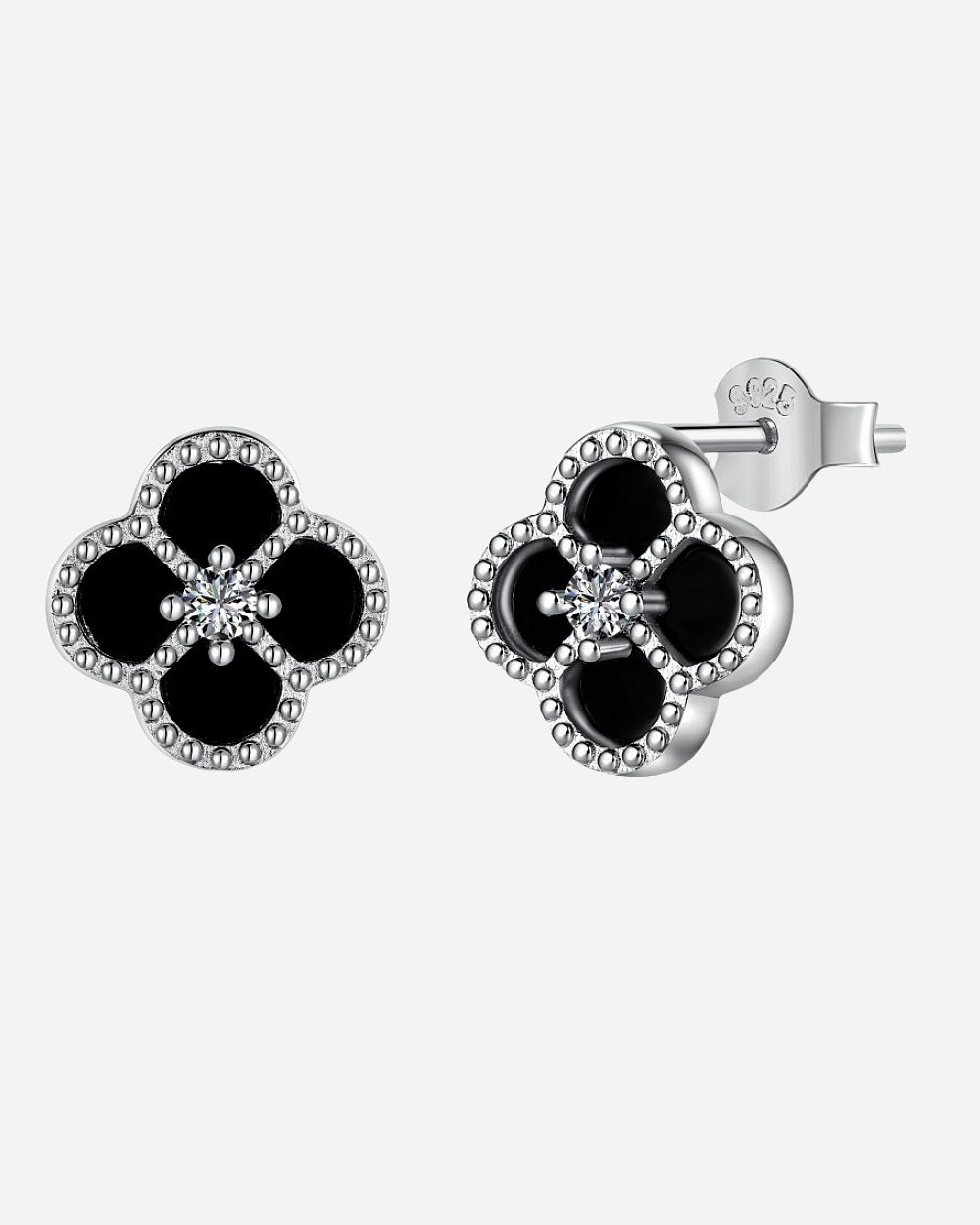 BLACK EMERALD STUDS 925. - WHITE GOLD