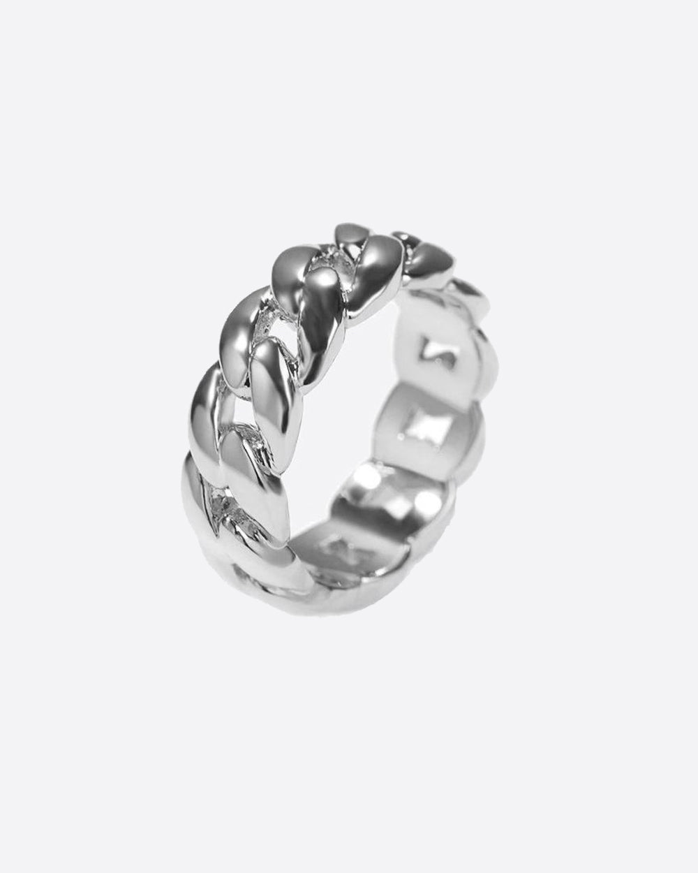 CLEAN CUBAN RING. - WHITE GOLD