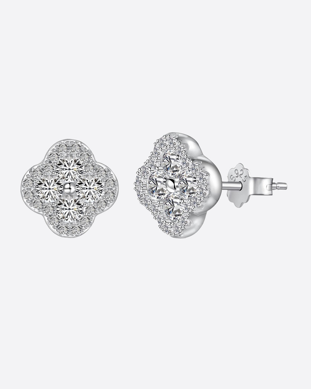 ICED CLOVER STUDS 925. - WHITE GOLD