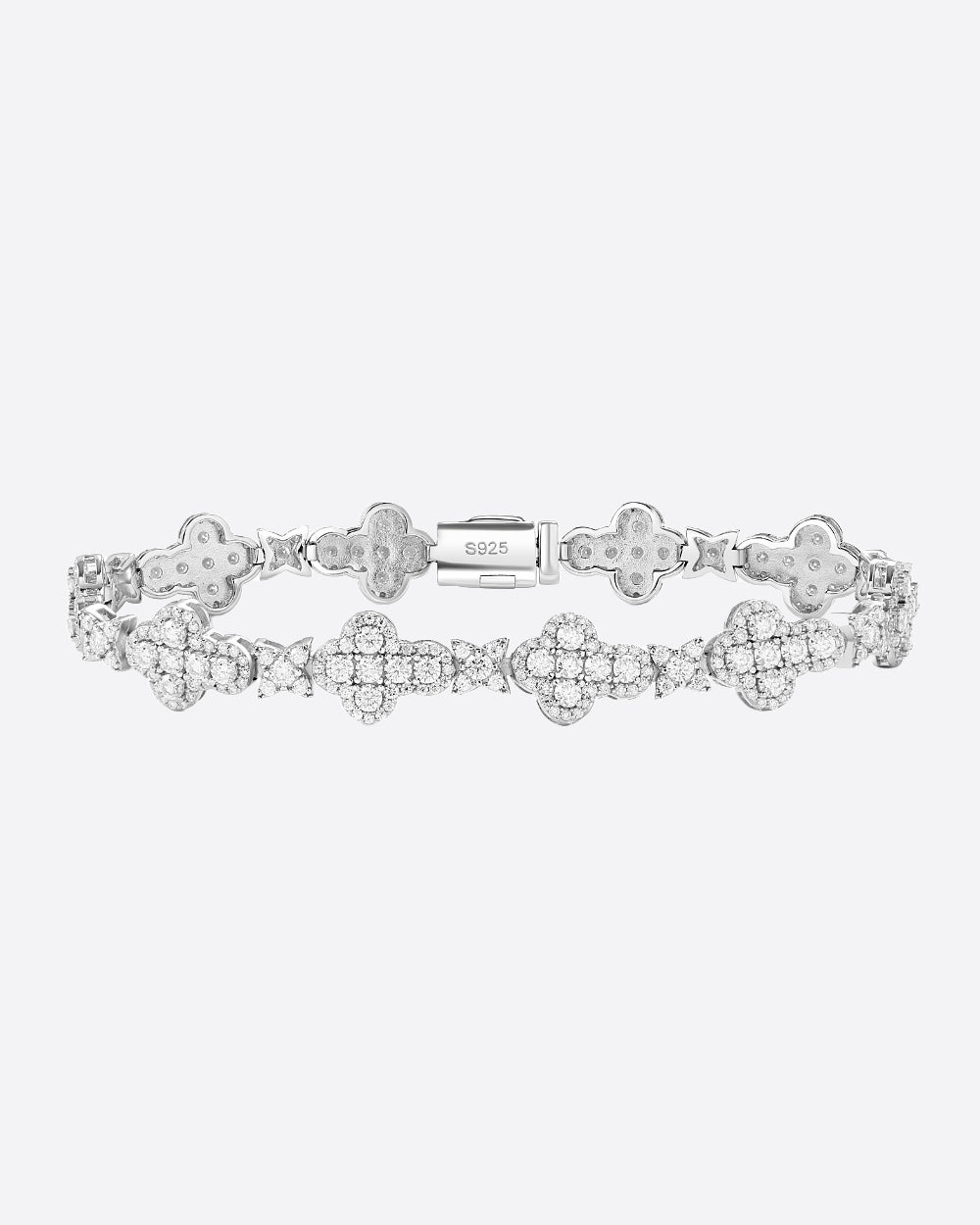 MOISSANITE CROSS STARS BRACELET. - WHITE GOLD