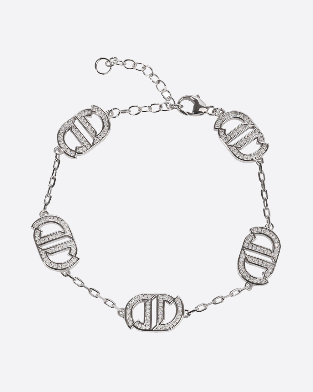 MOISSANITE MONOGRAM BRACELET. - WHITE GOLD